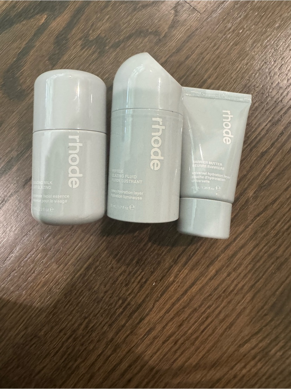 RHODE skincare trio in soft white